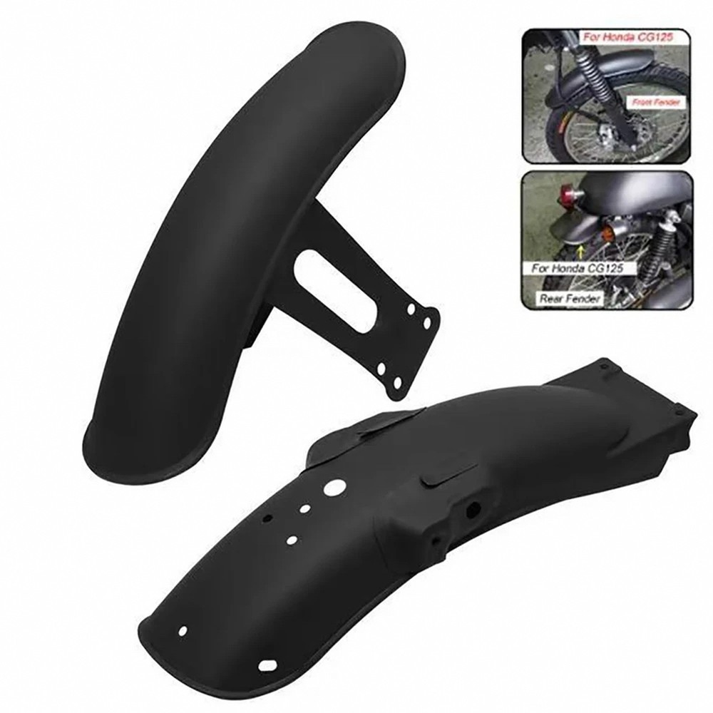 Universal Motorcycle Fender Set - Front Rear Mudguards, Black