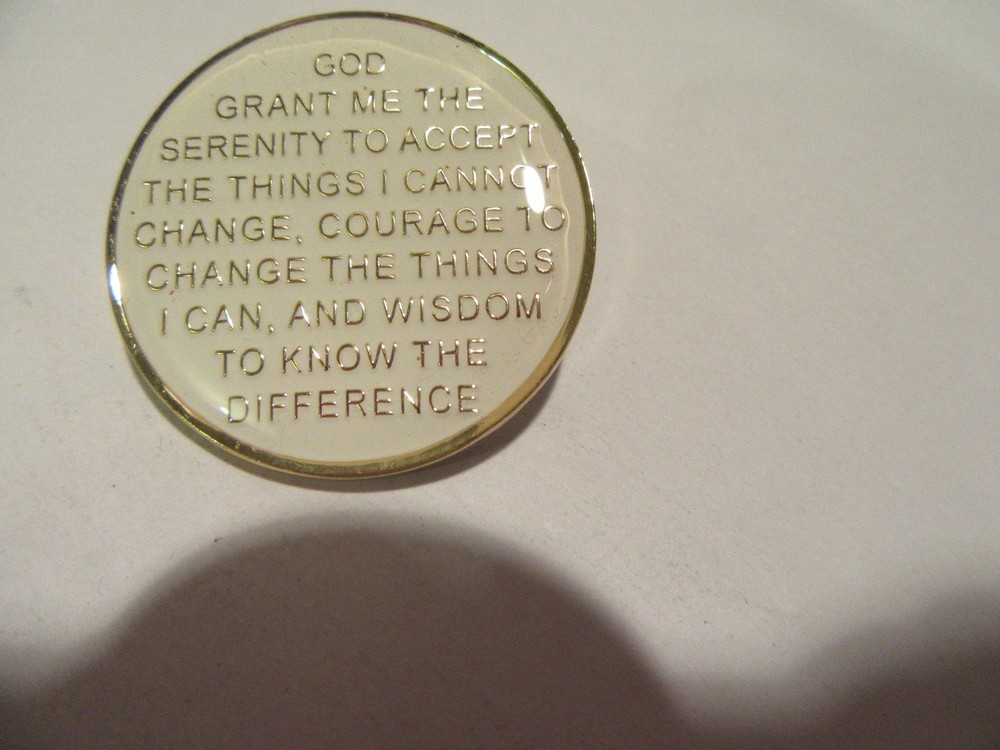 White SPARKLE Alcoholics Anonymous 37 Year AA Medallion Gold Coin Token