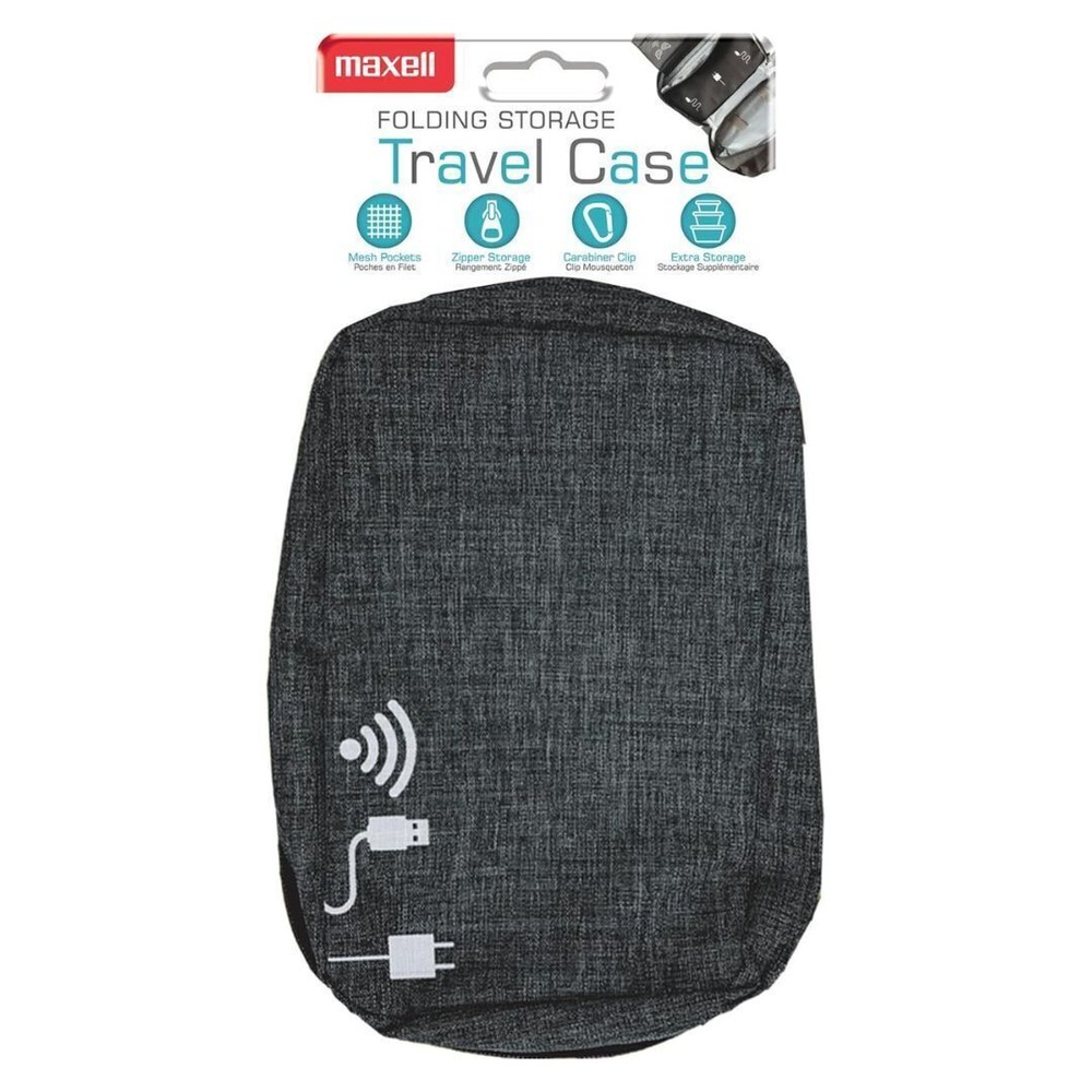 Maxell Black Folding Storage Travel Case with Zippered Pockets