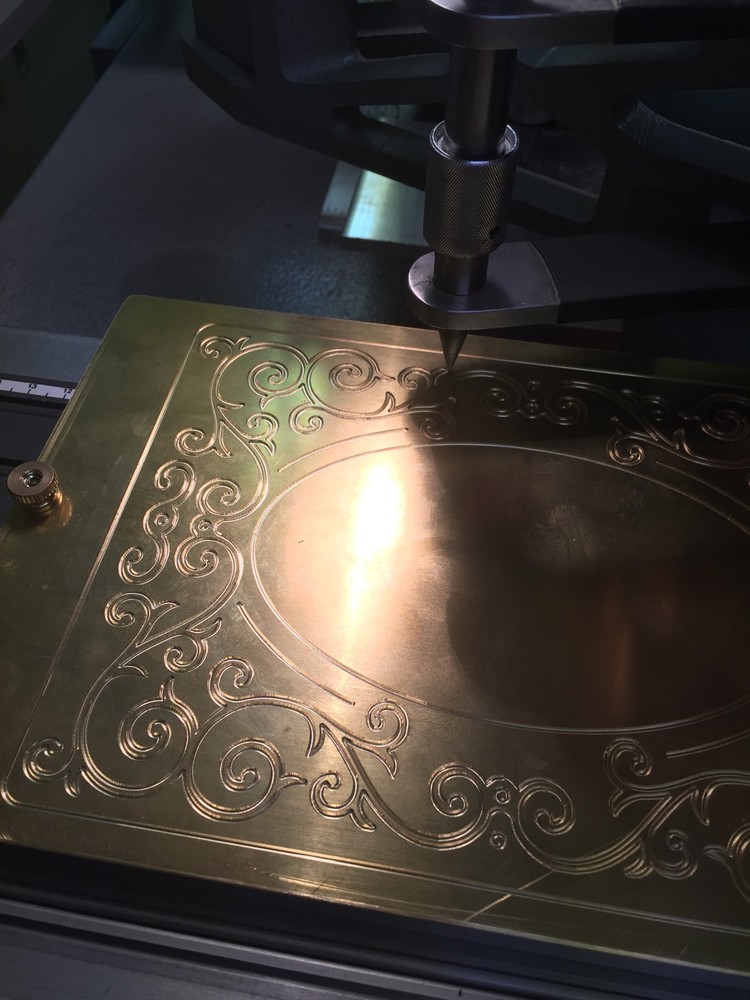 MASTER HEIRLOOM SCROLL WORK SOLID BRASS ENGRAVING PLATE FOR NEW HERMES FONT TRAY