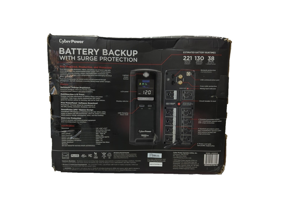 CyberPower - LX1325GU3 Battery Backup UPS Systems