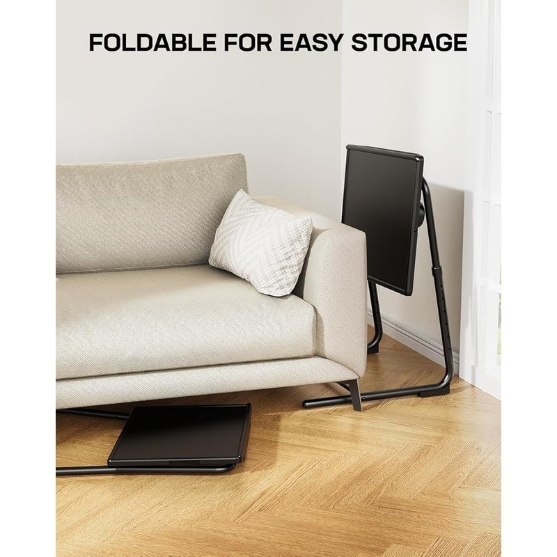 Adjustable Folding TV Tray W/ Cup Holder Multipurpose Workstation Space Saving