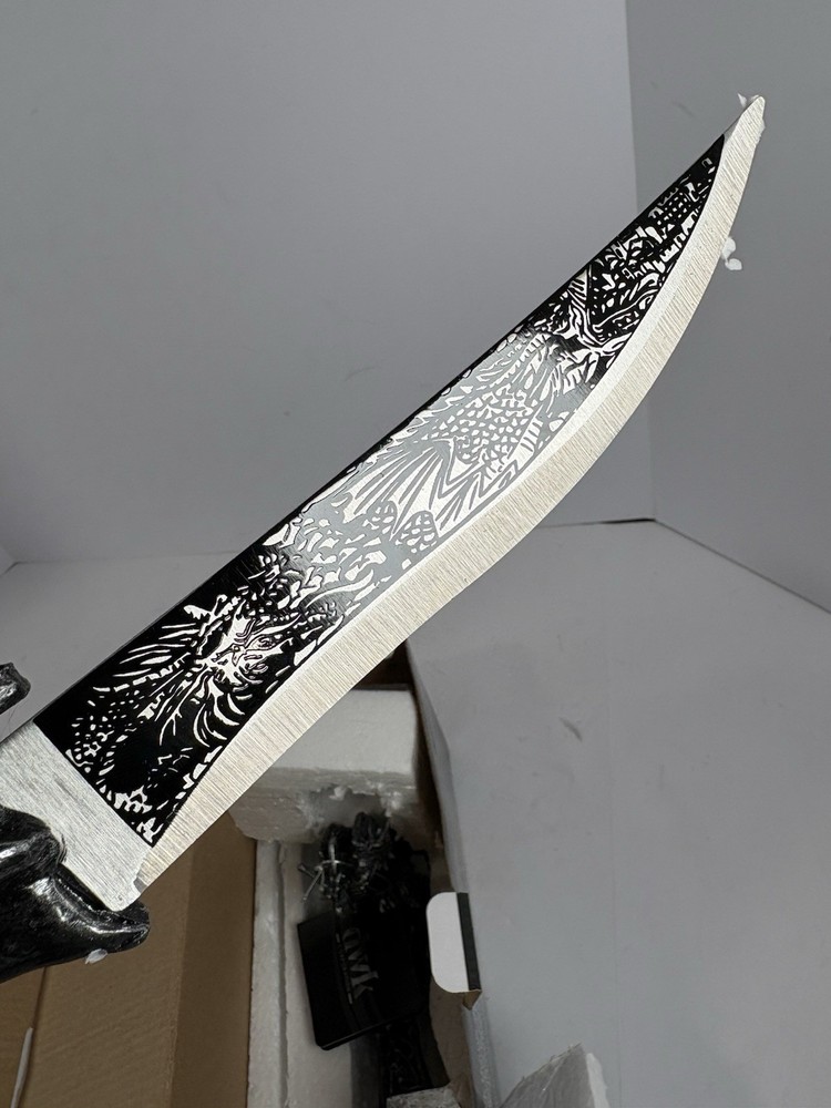 Obsidian Athame Decorative Dagger Skull Handle Stainless Steel w Box
