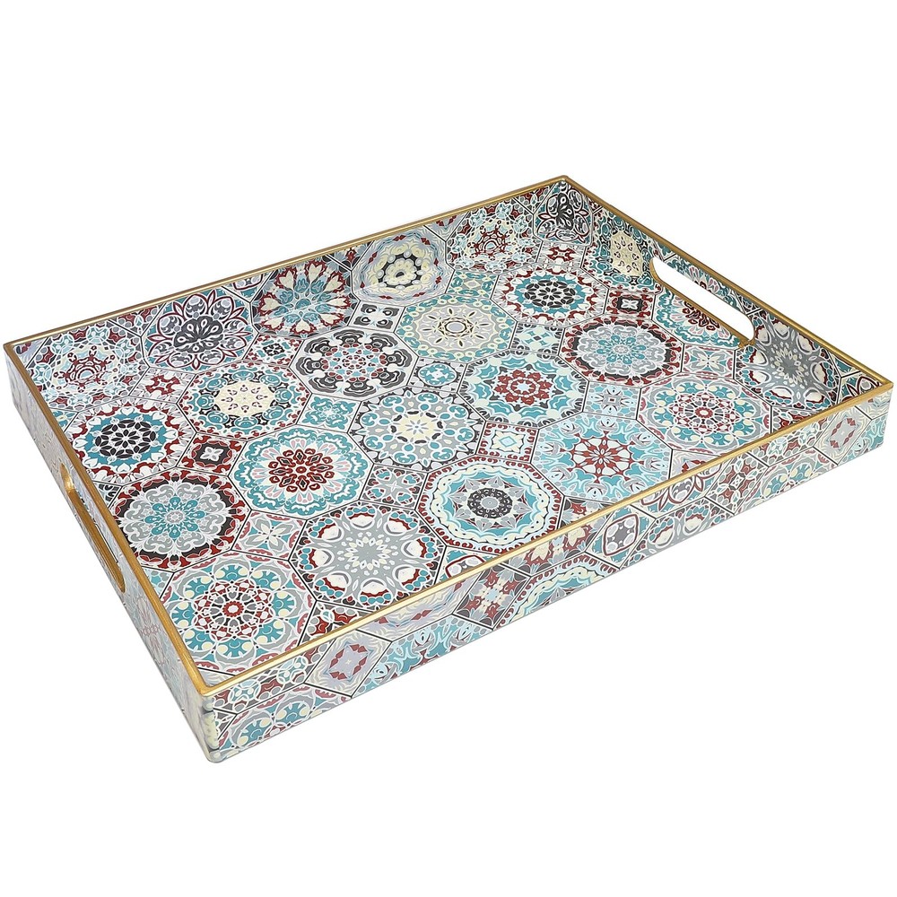 Decorative Serving Tray Handles Lacquered Rectangular Waterproof SP3040RE2