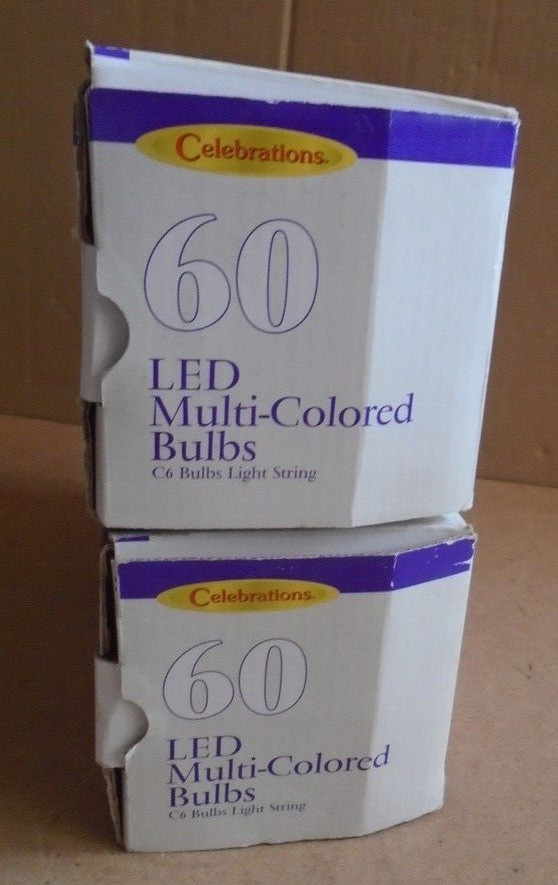 Christmas Lights Celebrations Multi-Color LED 60 Bulbs (C6) 2-String SETS