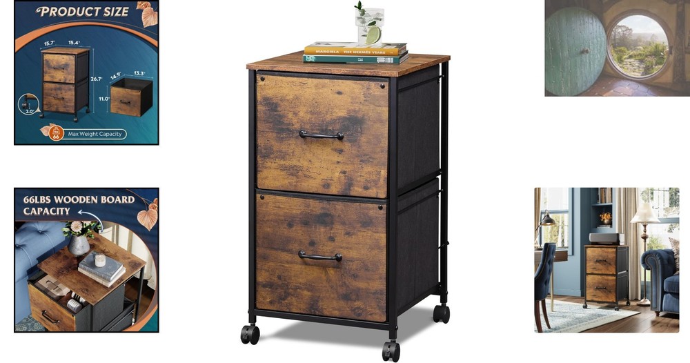 Lightweight Rolling File Cabinet with 2 Drawers - Perfect Home Office Solution