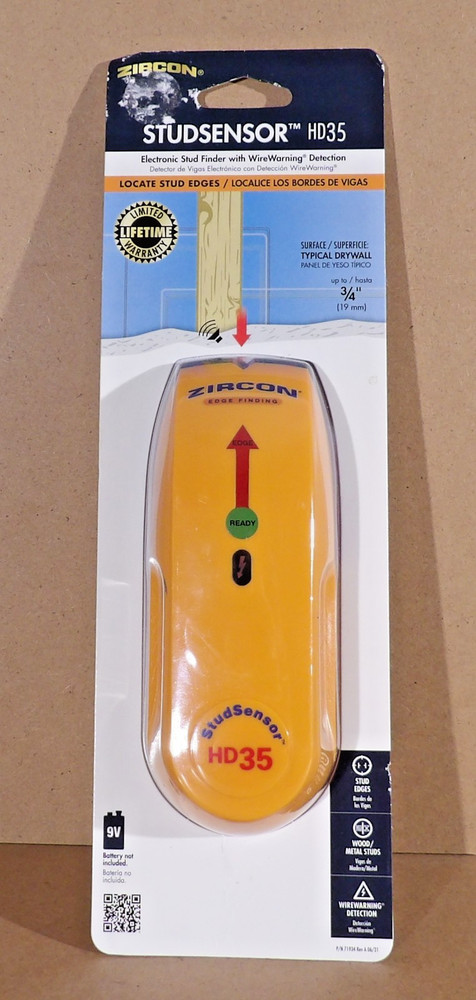 Zircon StudSensor HD35 Stud Finder Edge & Wire Warning Detection NEW