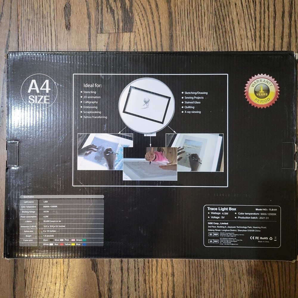 LED Adjustable Illuminated Tracing Light Box Slim A4 SIZE 9X12 ACTIVE AREA