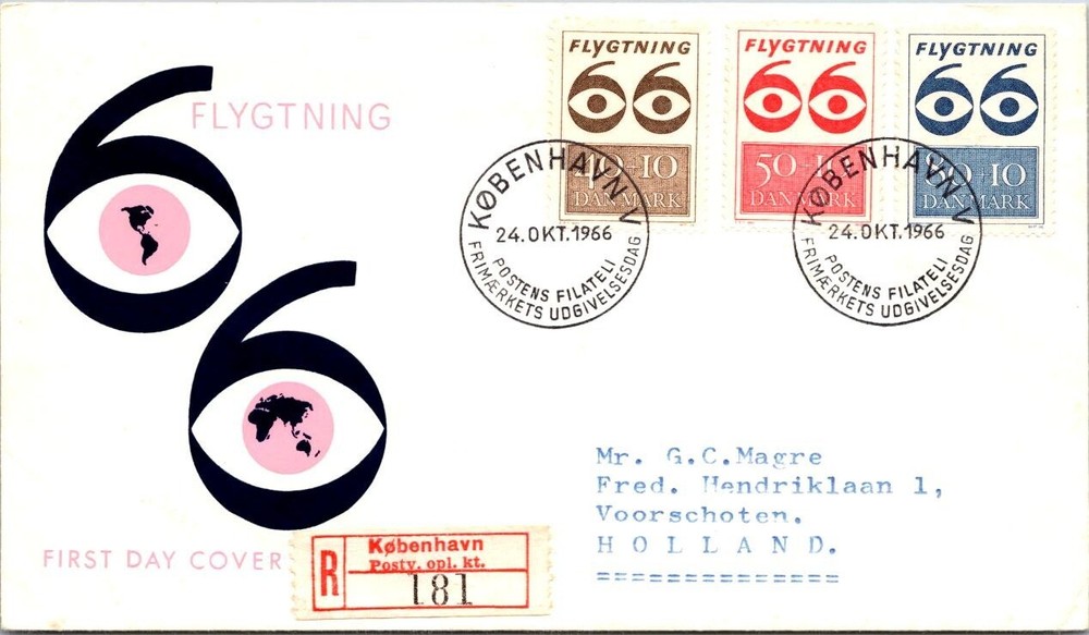 Denmark 1966 FDC - Registered Mail - Copenhagen- J15624