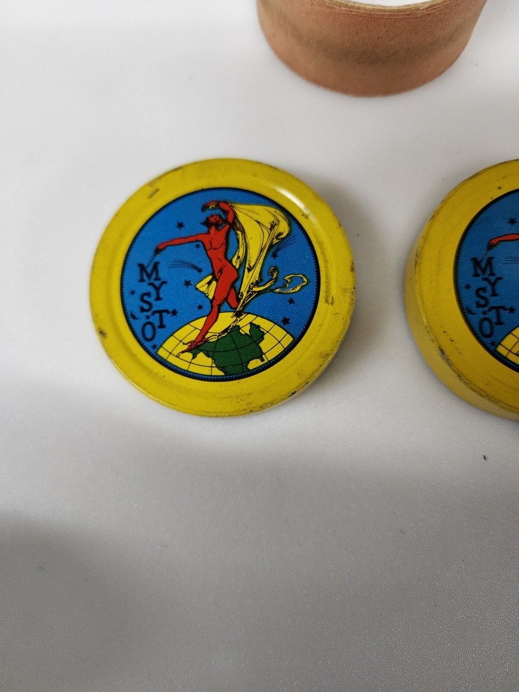 Gilbert Mysto Magic Red Devil Double Sided Tin Round with Insert 1930s