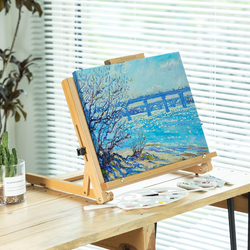 Beechwood Tabletop Easel Adjustable Wooden Drawing Board for Artists Beginners