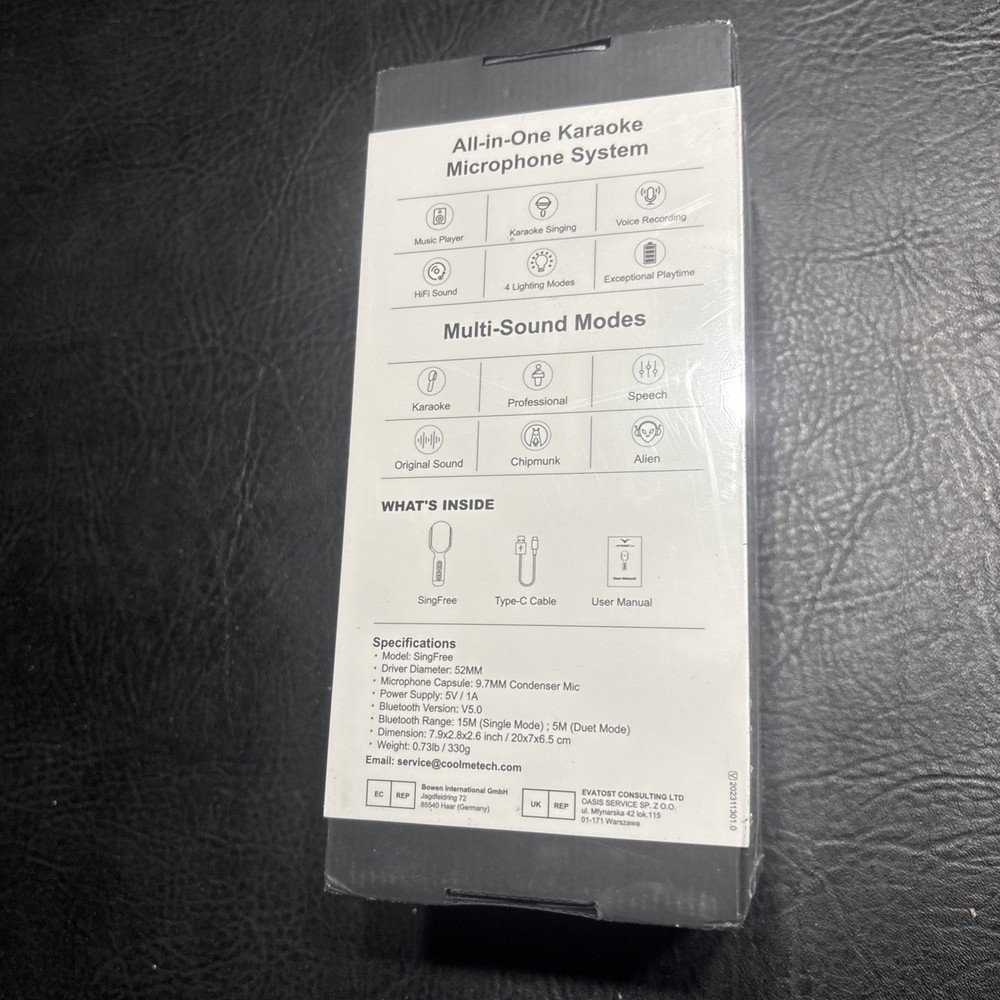 Karaoke Microphone Machine Singfree Bluetooth Microphone with LED Light,