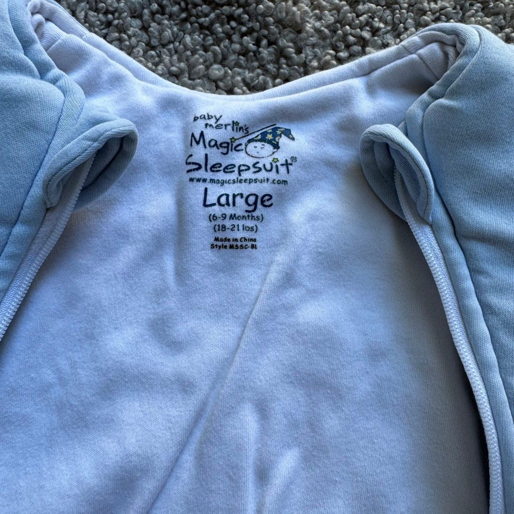 Baby Merlin Magic Light Blue Sleepsuit Size Large