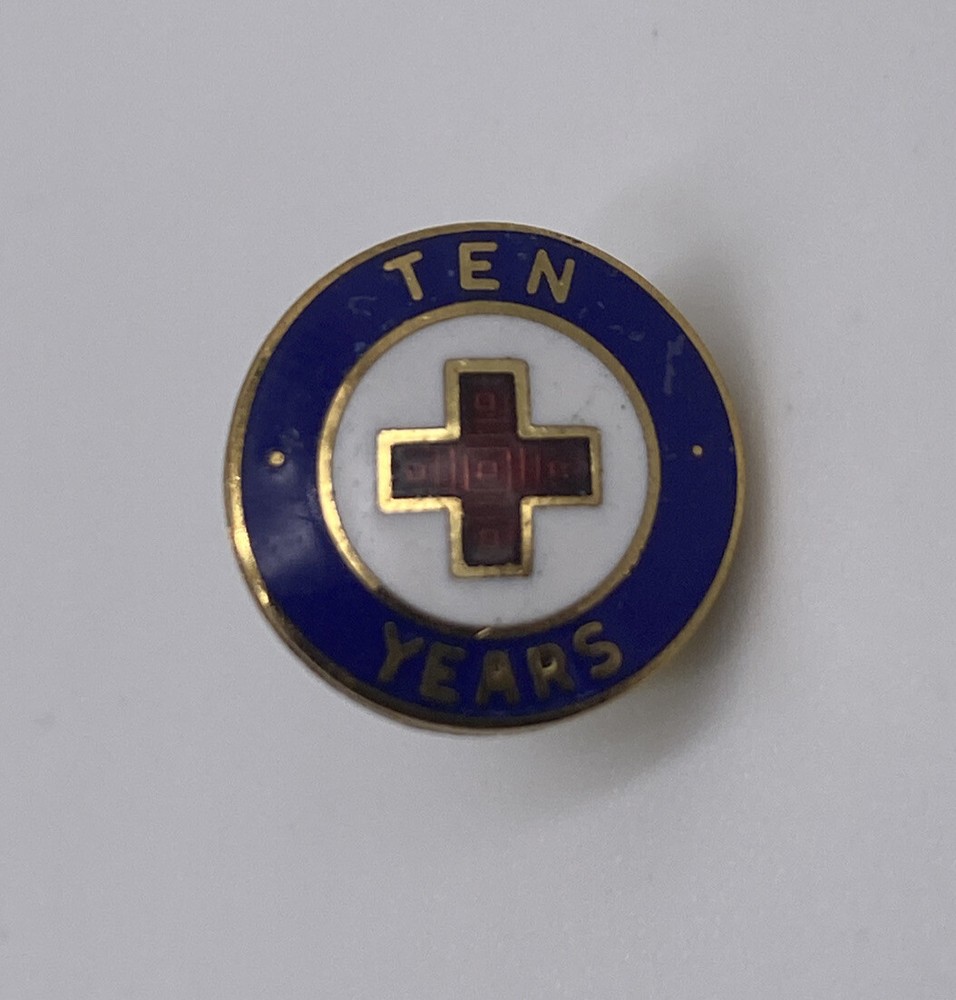 Vintage Red Cross 10 Years Hat Lapel Pin