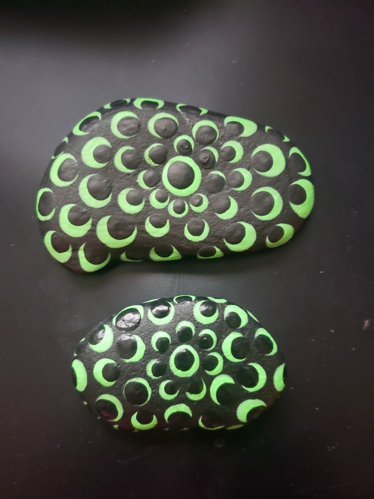 2 Hand Painted Mandala Rocks