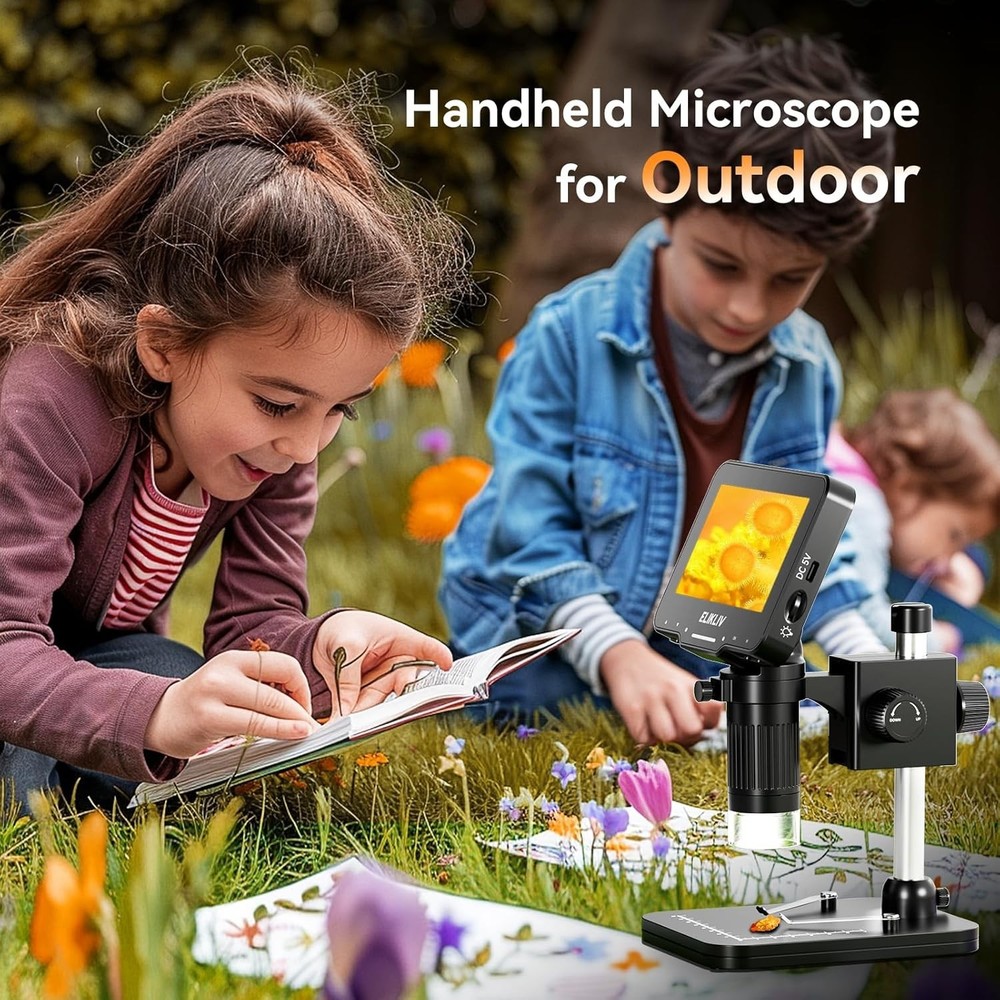 Explore with 1000x Digital Microscope: 4.3'' LCD, Adjustable Lights & PC Connect