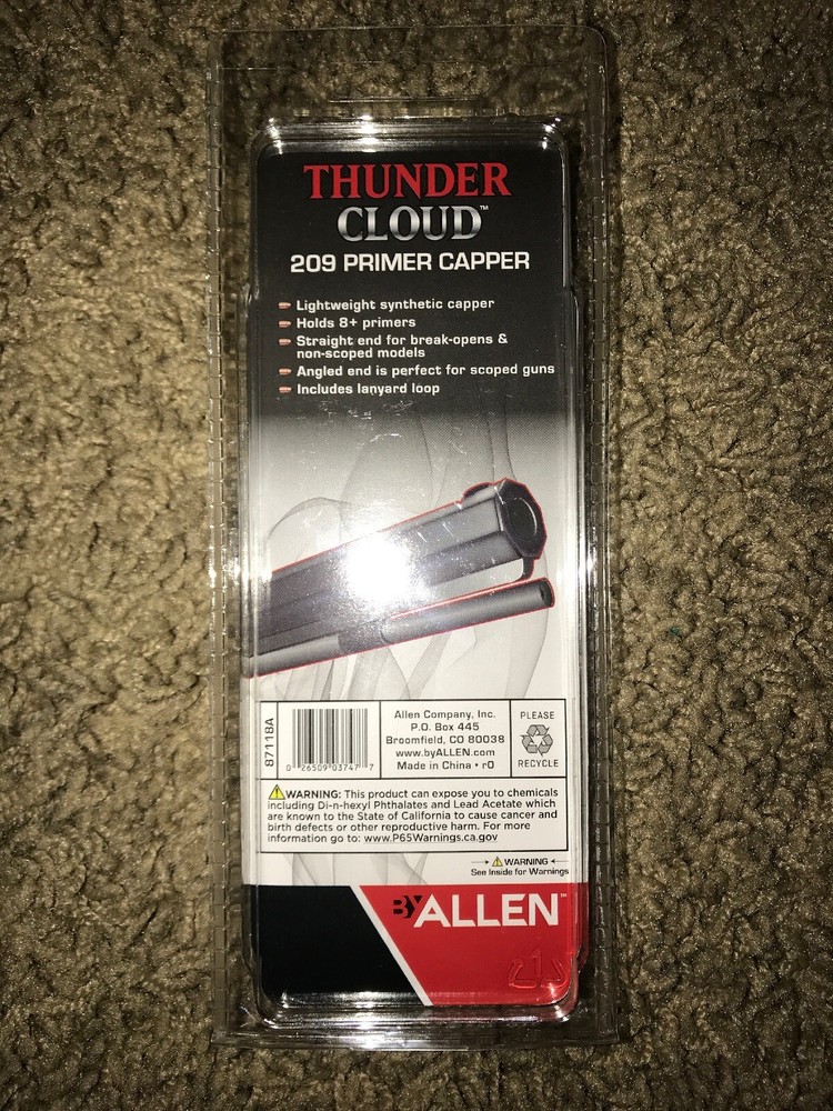 Thunder Cloud 209 Inline Muzzle loader Primer Capper by Allen, holds 8+ Primers