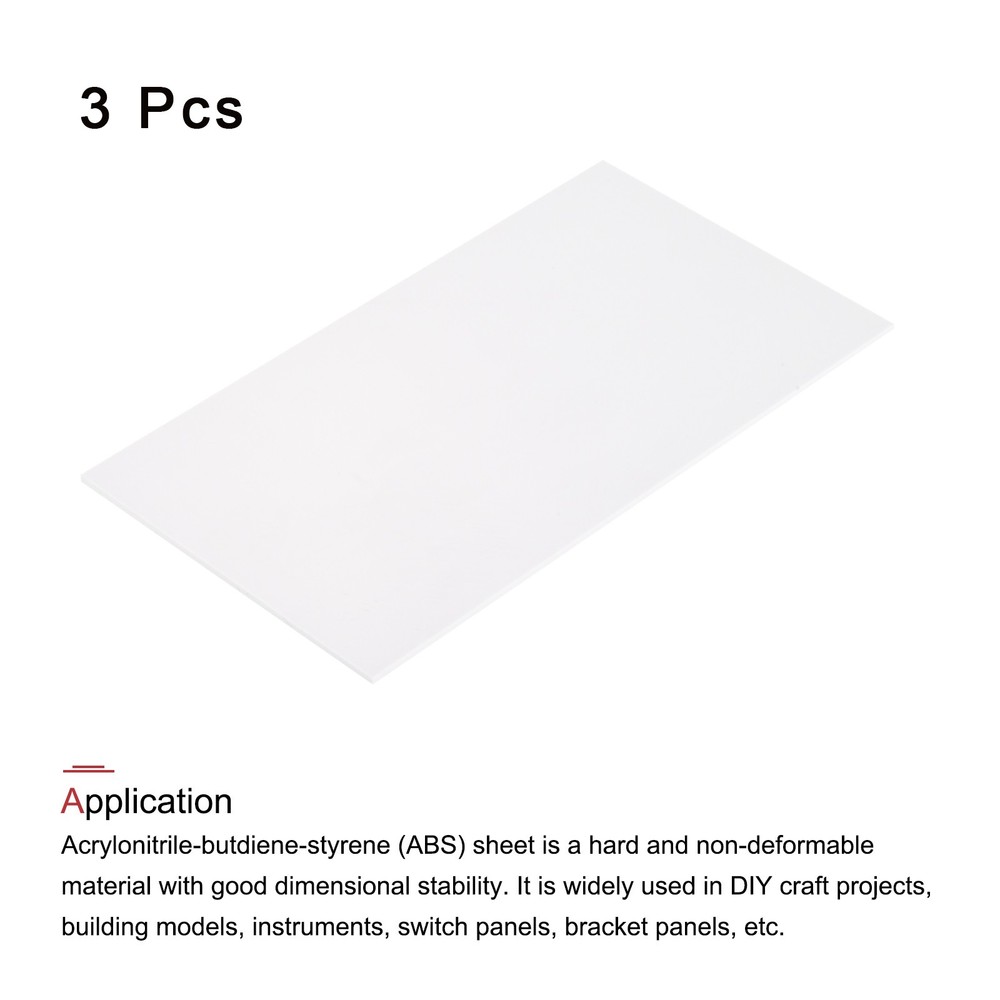 3Pcs ABS Plastic Sheet 10 x 10 x 0.2 Inch ABS Styrene Sheets White
