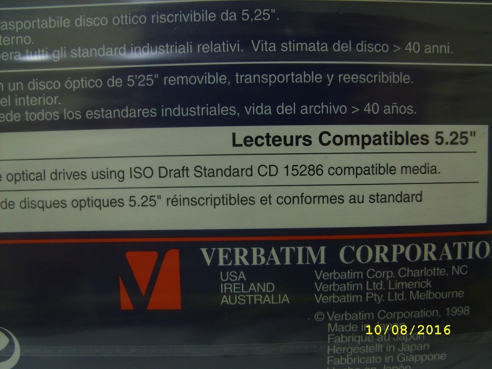 Verbatim Rewritable Optical Disk - # 92841 - 4.1GB - 5.25" - 512 Bytes - 5 PACK