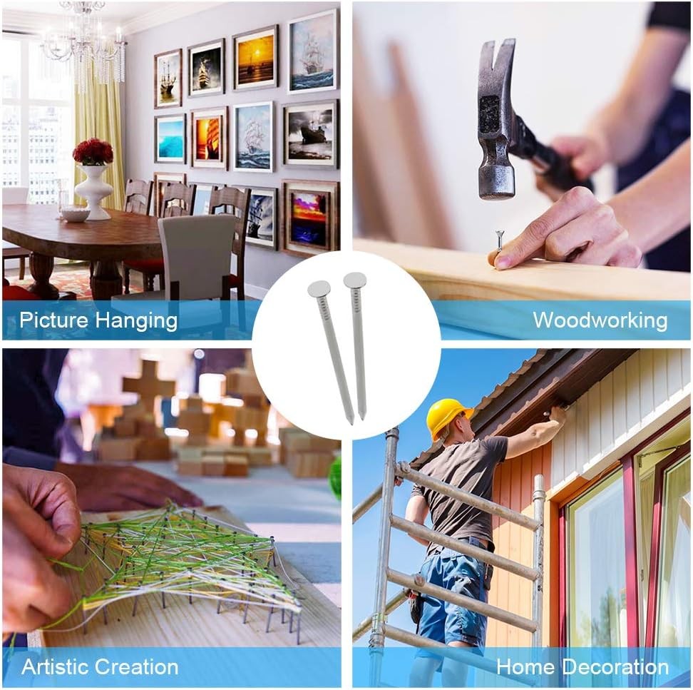 376pcs Premium Hardware Nails Assortment Kit, Maximum One Size, silver/gray