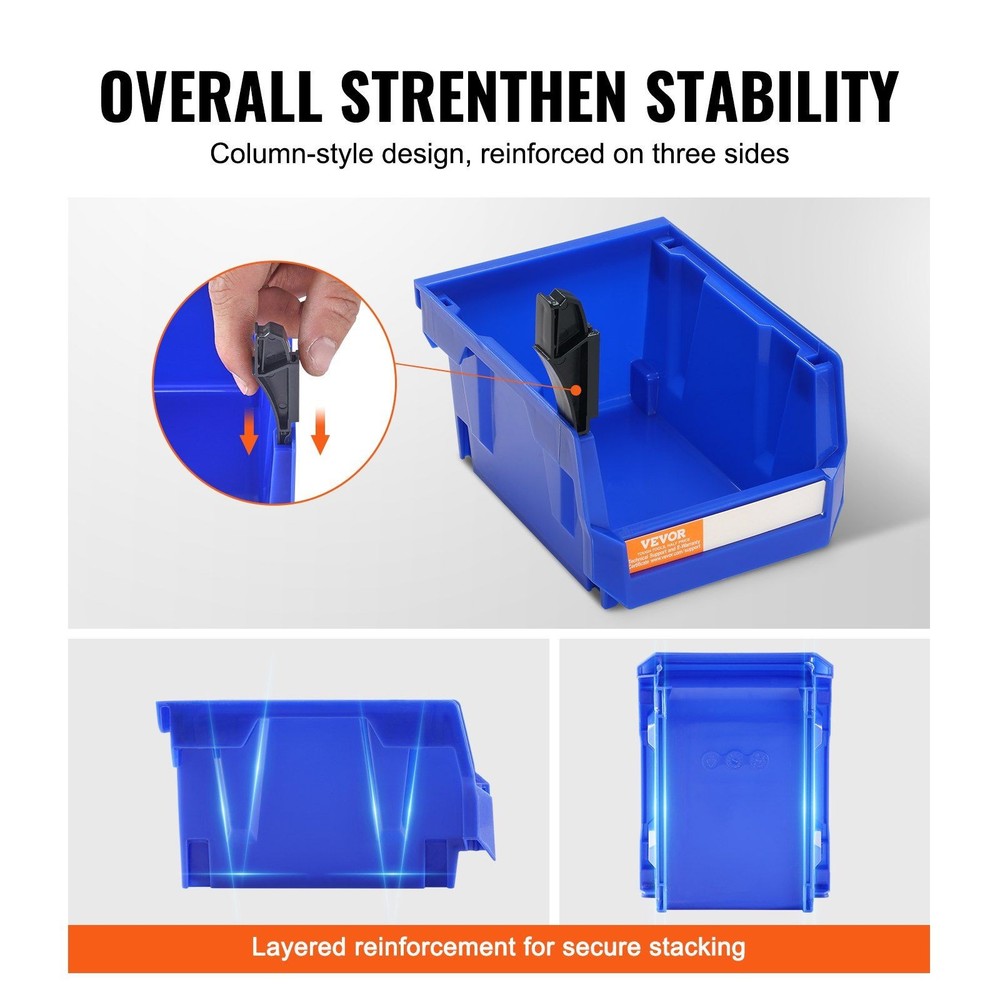 5x4x3in High Strength Stackable Plastic Bin Organizers 24 Unit