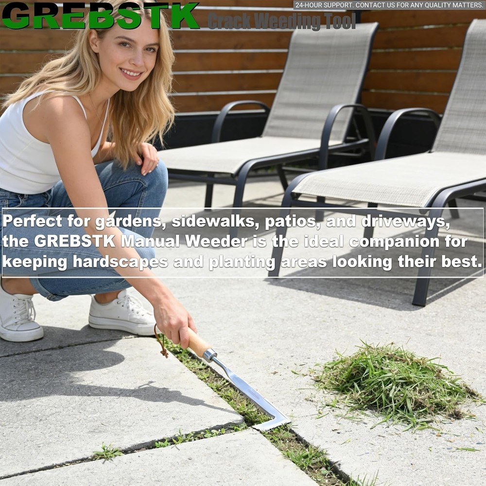 Effortless Weeding with Beech Handle Manual Weeder - Compact Gardening Tool