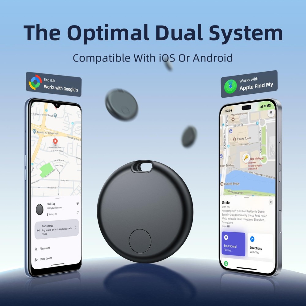 Air Tracker Tags-4 Pack Seektags [2026 Dual-System] for Apple & Android, 400 ...