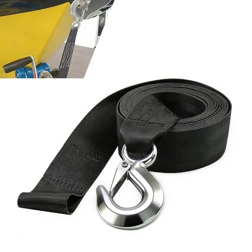 2" x 20ft Trailer Boat Winch Strap with Hook, Nylon Solid Upgrade Winch Strap
