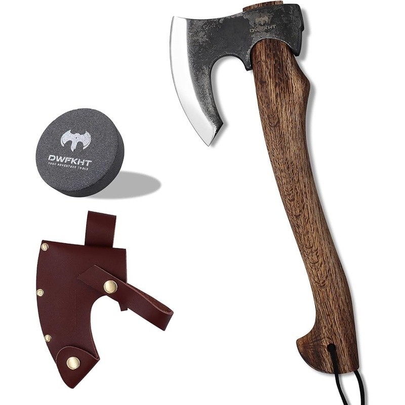 Multipurpose Camping Hatchet Durable Axe W/ Beech Wood Handle & Sheath New