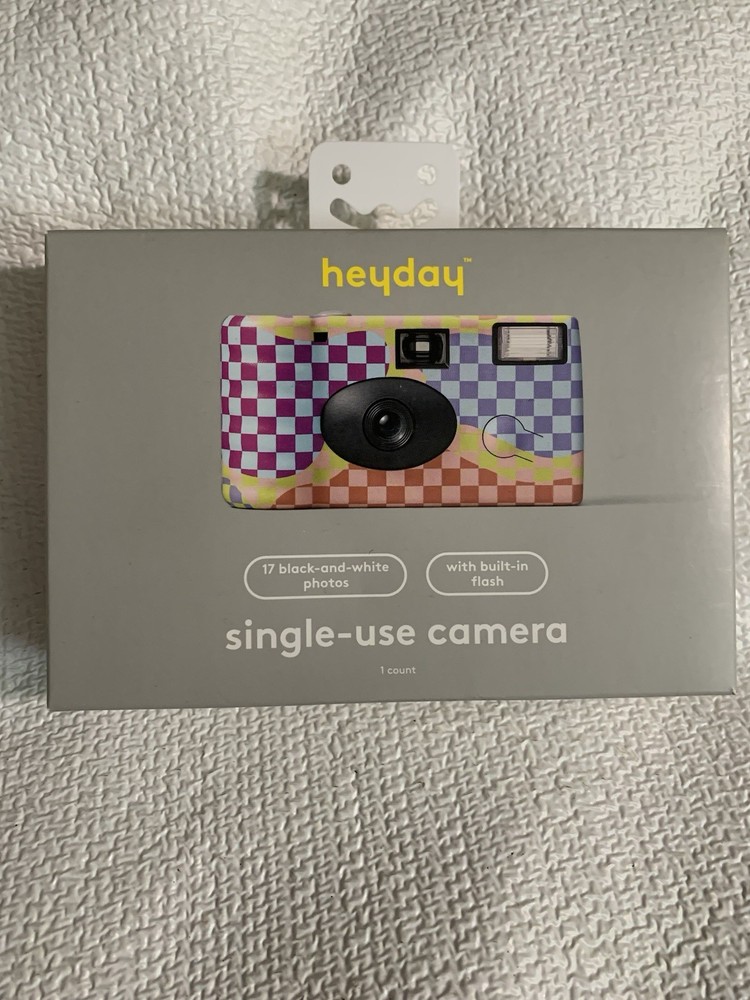 Heyday Single-Use Camera Checkerboard Design New Built In Flash