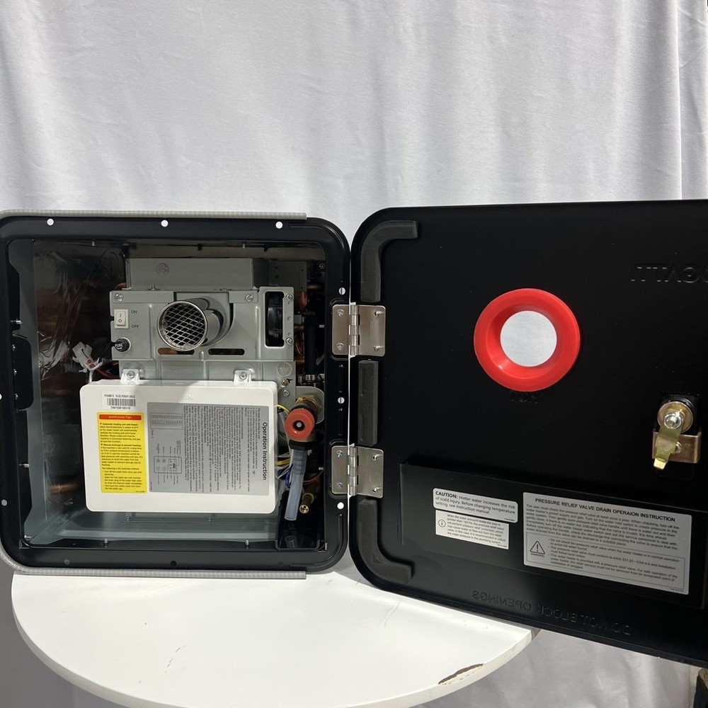 Used- RV Tankless Water Heater 15x15'' Door Remote Controller 2.9GPM 55000BTU