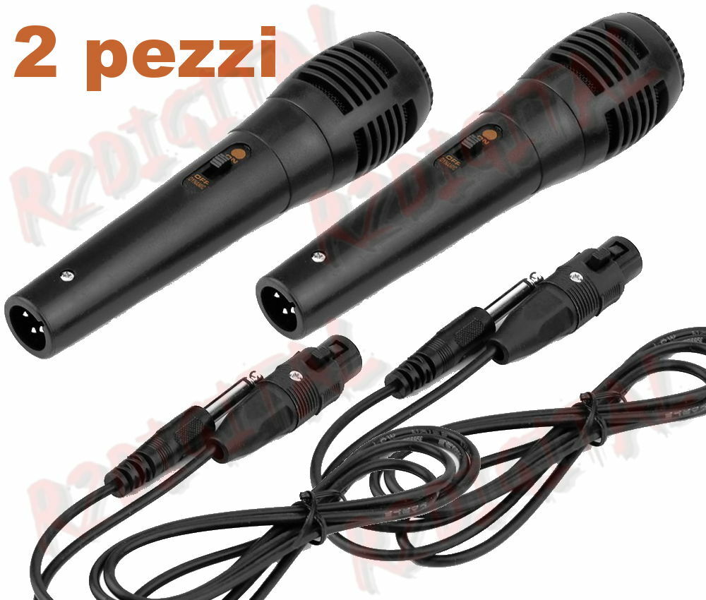 2x DYNAMIC HANDHELD WIRE KARAOKE MICROPHONE WITH VOICE SOUND SWITCH