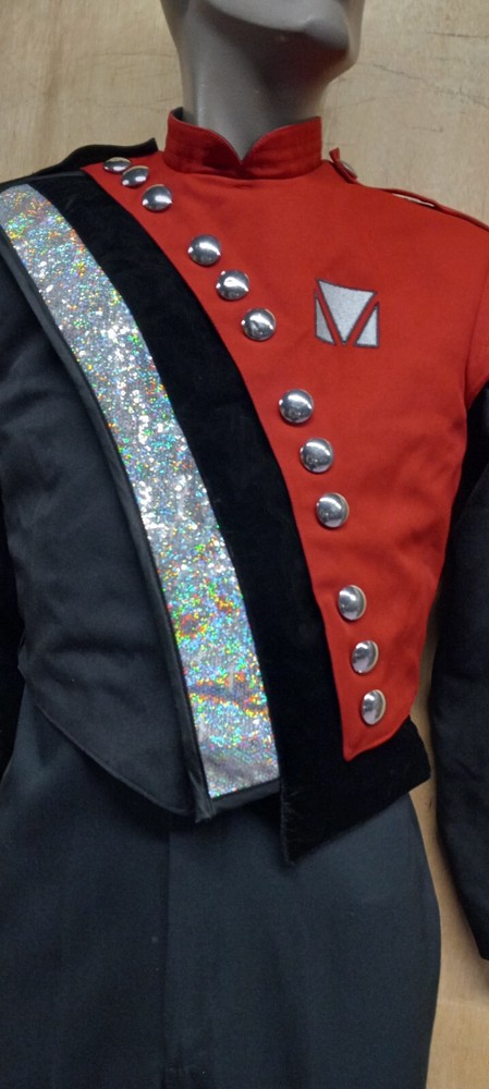Used Marching Band Uniform Jacket  (size 38Regular/Black red and silver)