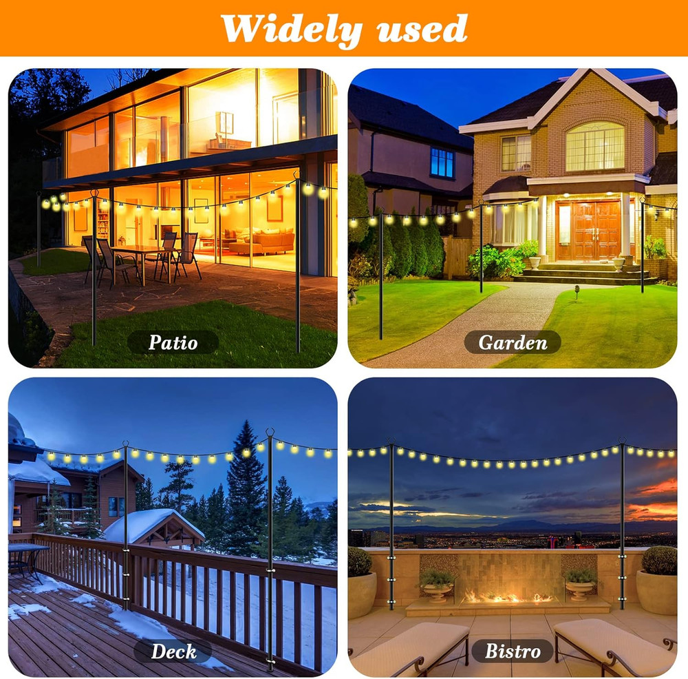 2 Pack String Light Poles,10 Ft Light Poles for outside String Lights,Outdoor Li