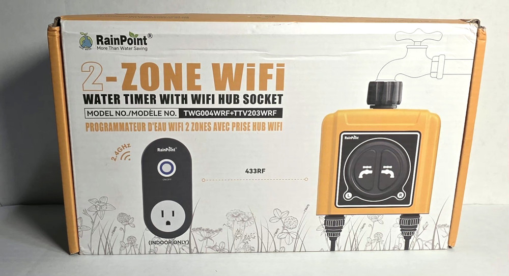 RainPoint 2-Zone WiFi Water Timer with Smart Hub Socket -  Remote App Control