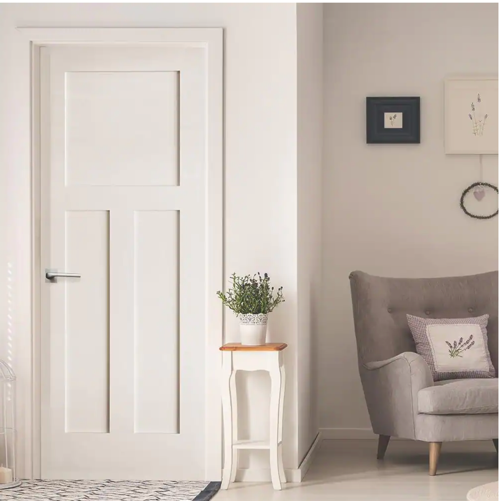3 Panel Flat Primed Mission Shaker Stile & Rail Solid Core Wood Doors Door Slabs
