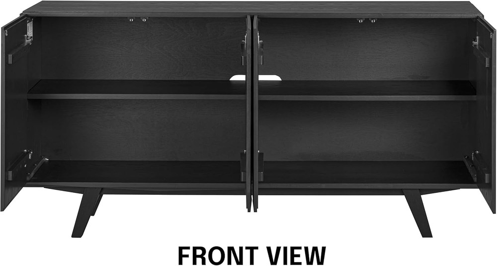 Mid-Century Modern Solid Wood Sideboard Buffet Cabinet in Burnt Black
