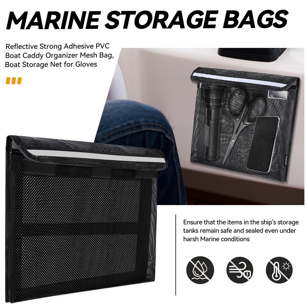 Boat Storage Bag, Boat Storage Caddy Organizer, Reflective Leak-Proof Mesh Ba...
