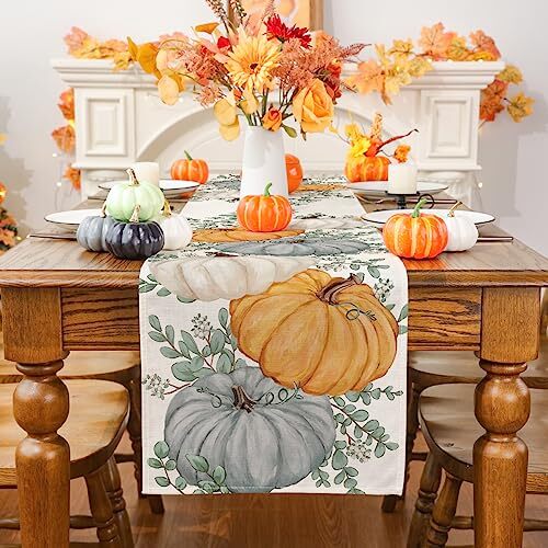 Fall Table Runner, Fall Decorations for Home Pumpkin Fall Runner 13'' x 72''
