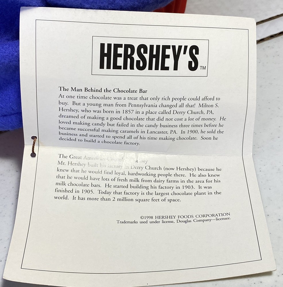 Hershey's Limited Edition Teddy Bear Plush Jointed Vintage Douglas Co Classics