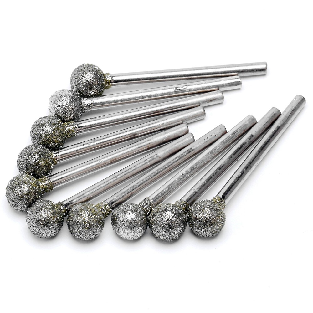 10Pcs 6-12mm Spherical Head Diamond Grinding Bits Ball Lapidary Tools for Dremel