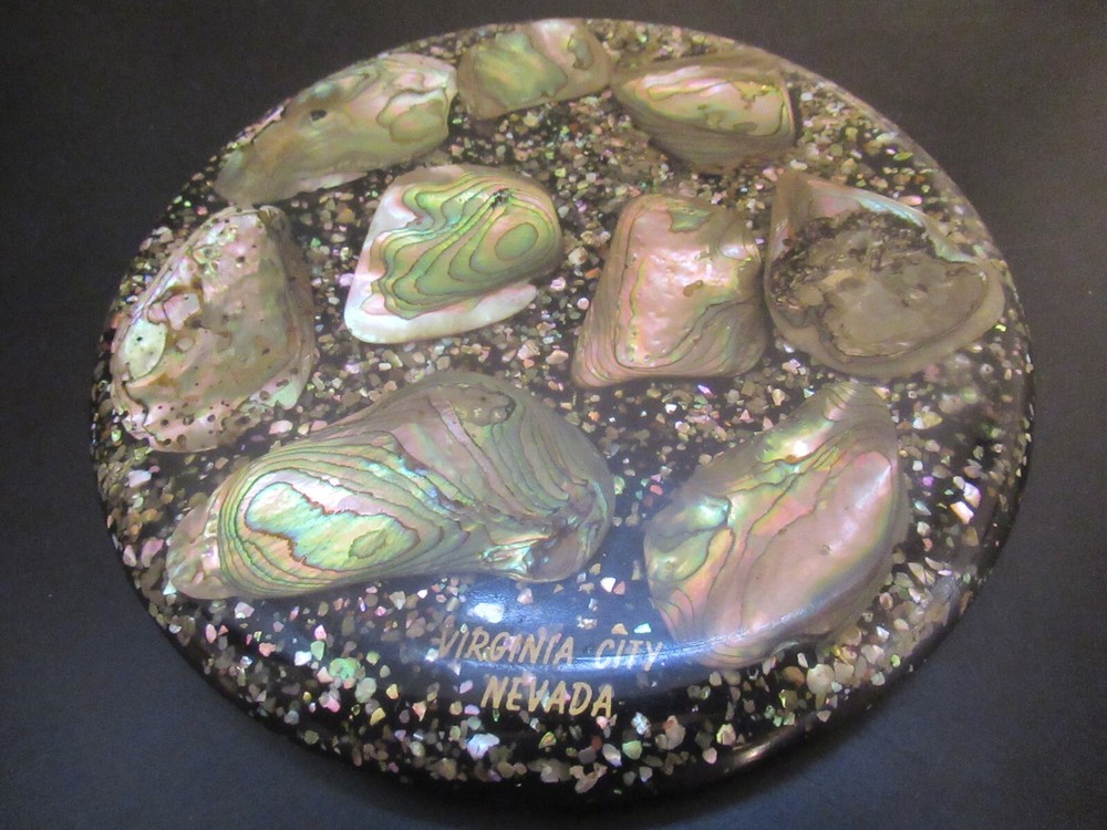 Hyler Enterprises Lucite Hot Plate Trivet Pacific Ocean Abalone Shells NEVADA
