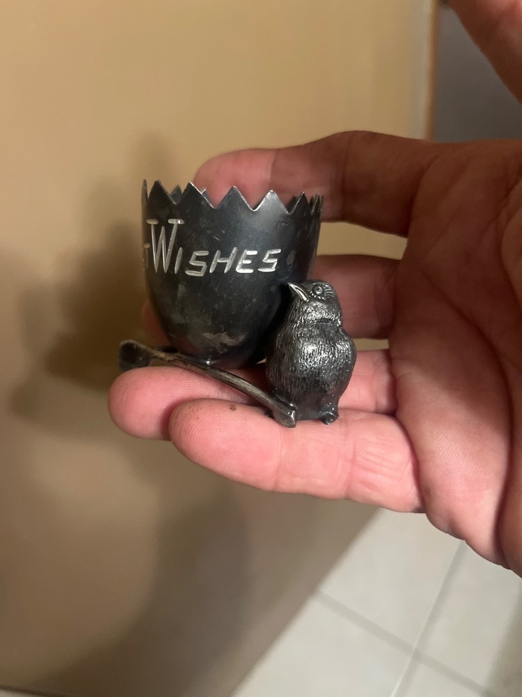 victorian, silver plated, toothpick holder, chick