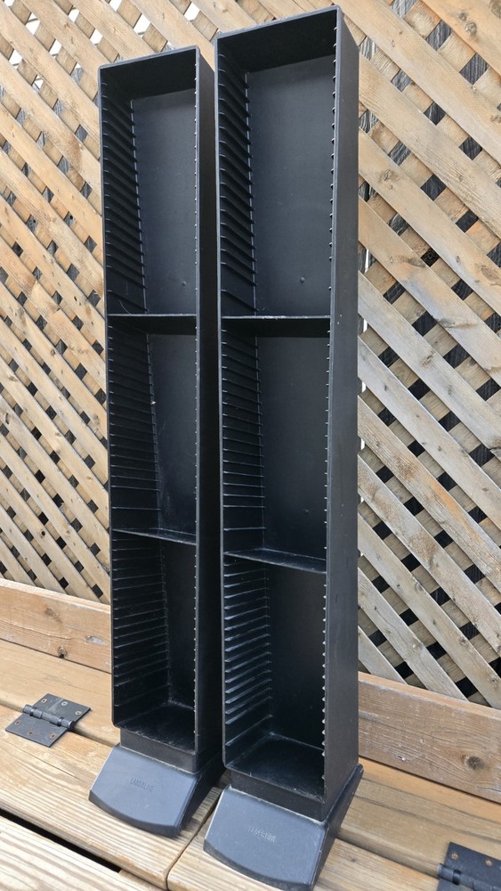 QTY (2) Laserline 60 CD Tower Storage Rack Black 120 Total CD Storage