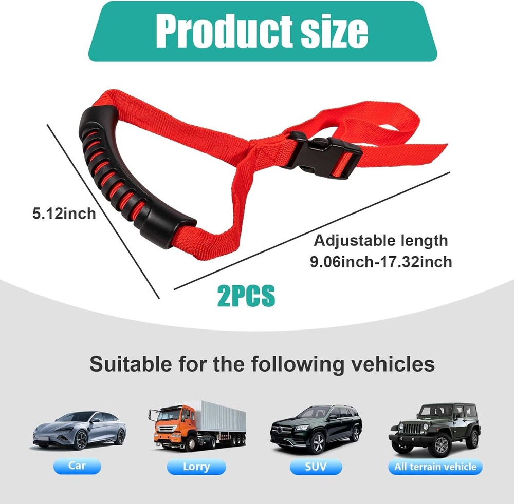 2PCS Adjustable Grab Handle, Portable Door Safety Suppor Size: 2 PCSColor: Red