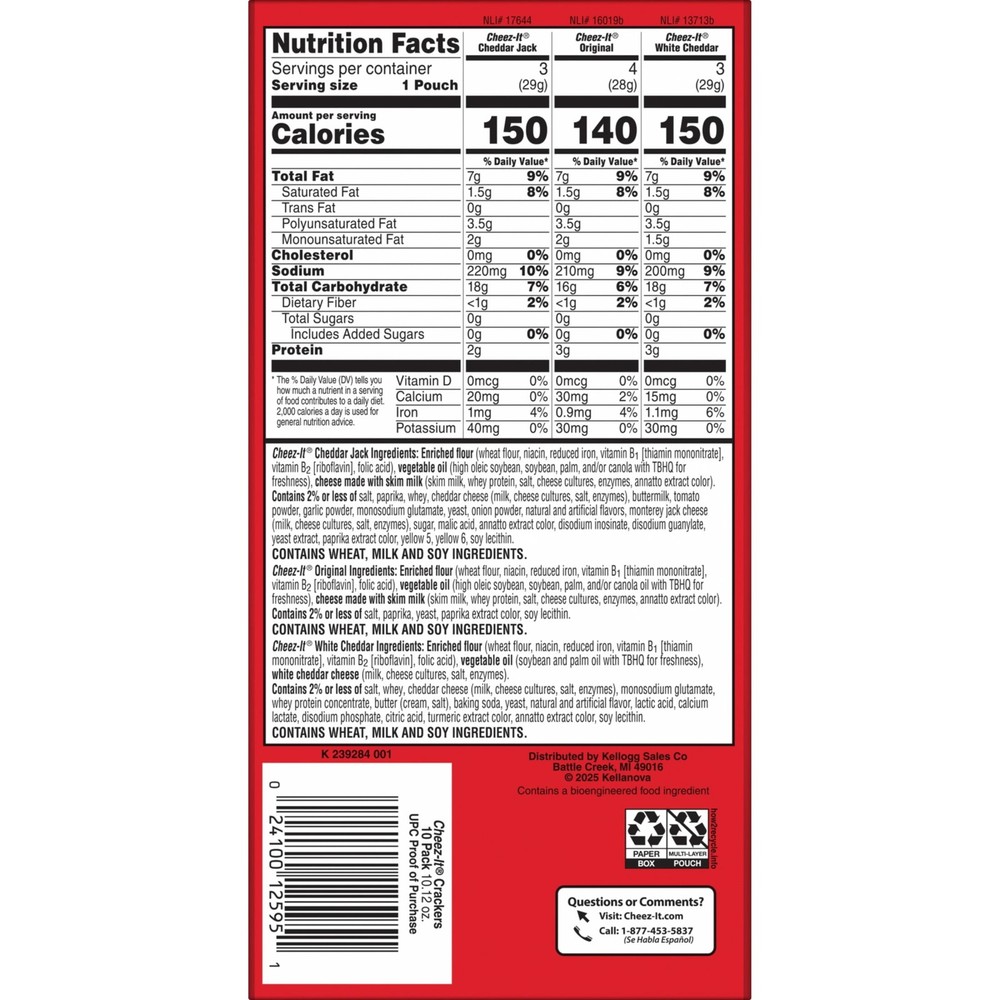 Variety Pack Baked Snack Crackers Lunch Snacks 10 Count