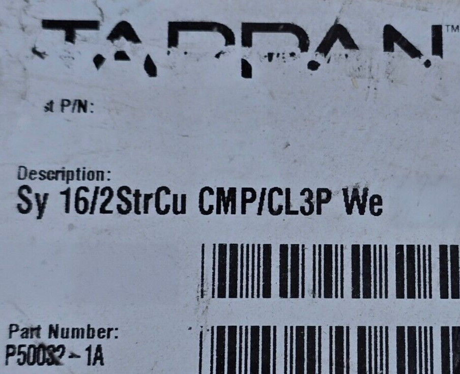 Southwire/Tappan P50032 16/2C Stranded Plenum Control/Security Cable White/100ft