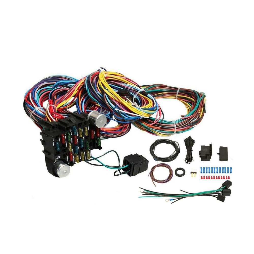 Universal Extra Long Wires 21 Circuit Wiring Harness Hotrod Kit Compatible wi...