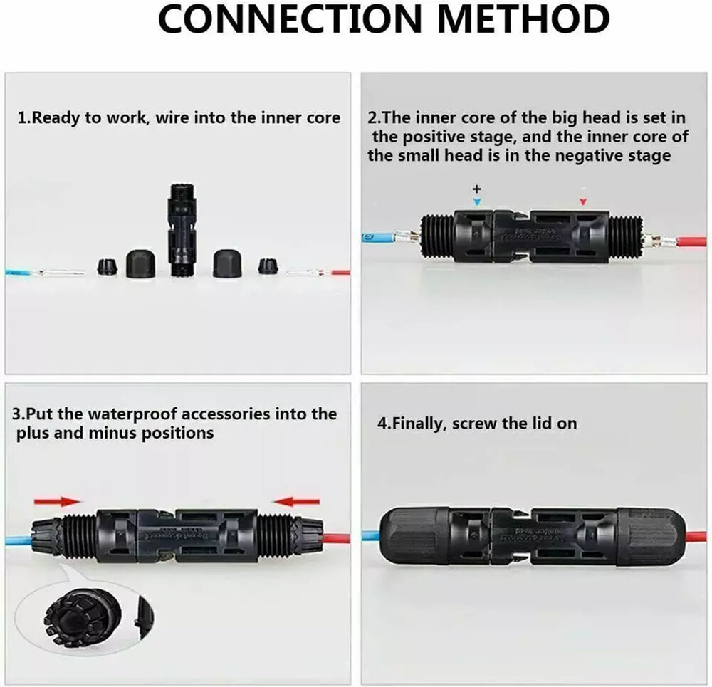 10 Pairs Male Female Wire Cable Connector Set Solar Panel Waterproof Connectors