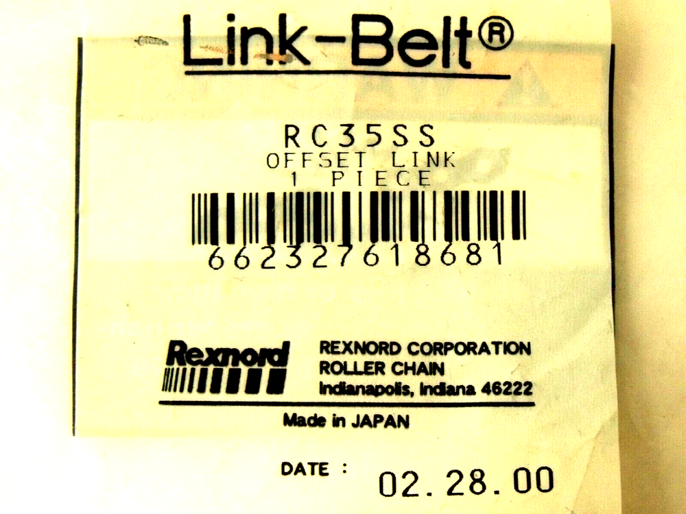 (6) NIB Rexnord RC35SS Link-Belt Offset Links